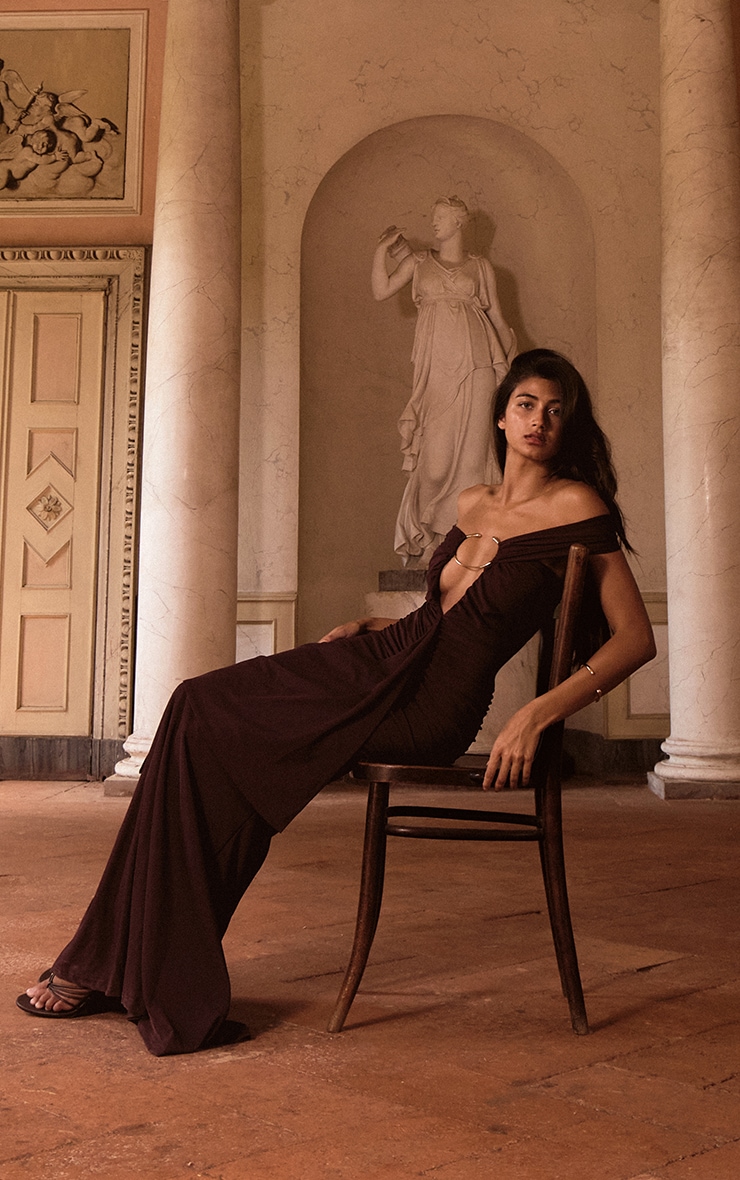 PLT Label Mulberry Mesh Trim Detail Fishtail Maxi Dress image 5