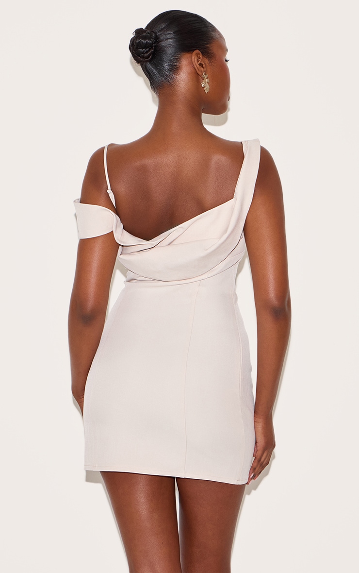 Cream Woven Drape Mini Dress image 2