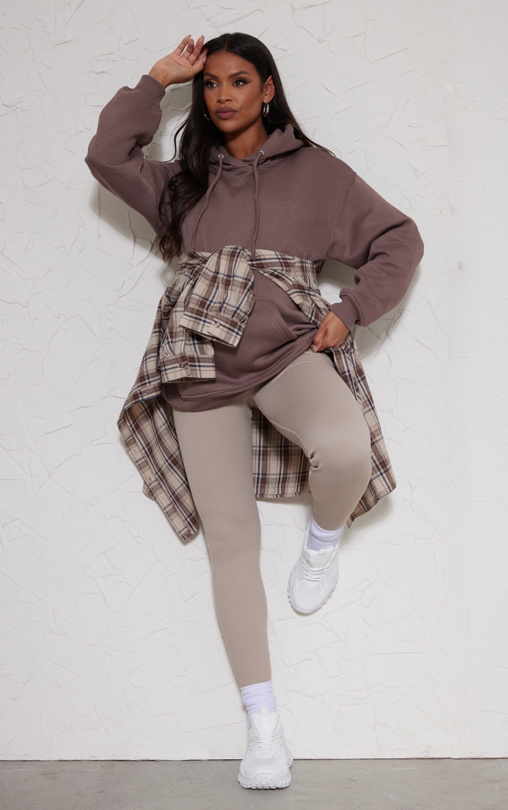 Maternity Mocha Rose Basic Oversized Hoodie image 3