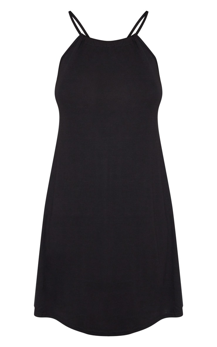 Black Basic Ruched Halterneck Shift Dress image 4