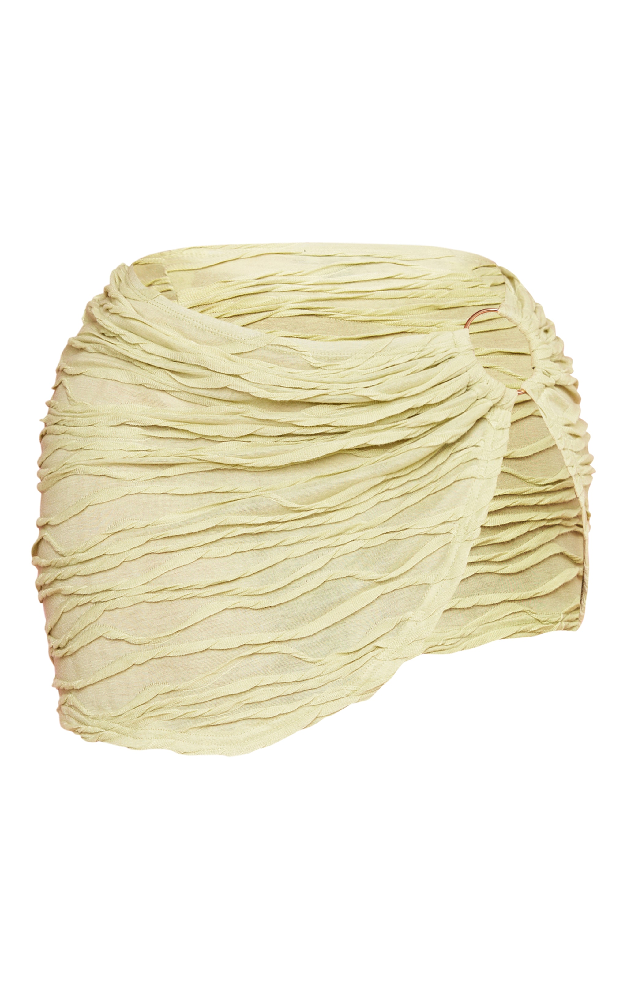 Shape Sage Green Textured Ring Detail Split Mini Skirt image 6