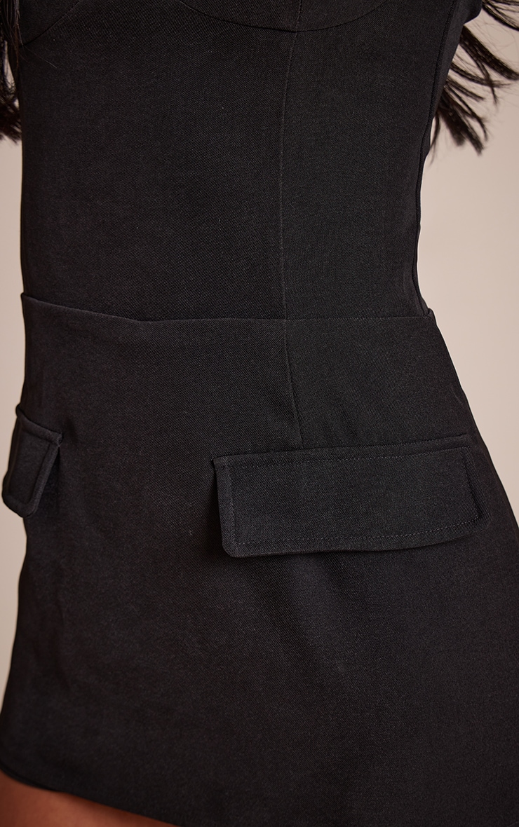 Tall Combishort jupe short tissé noir sans manches à détail poches image 4