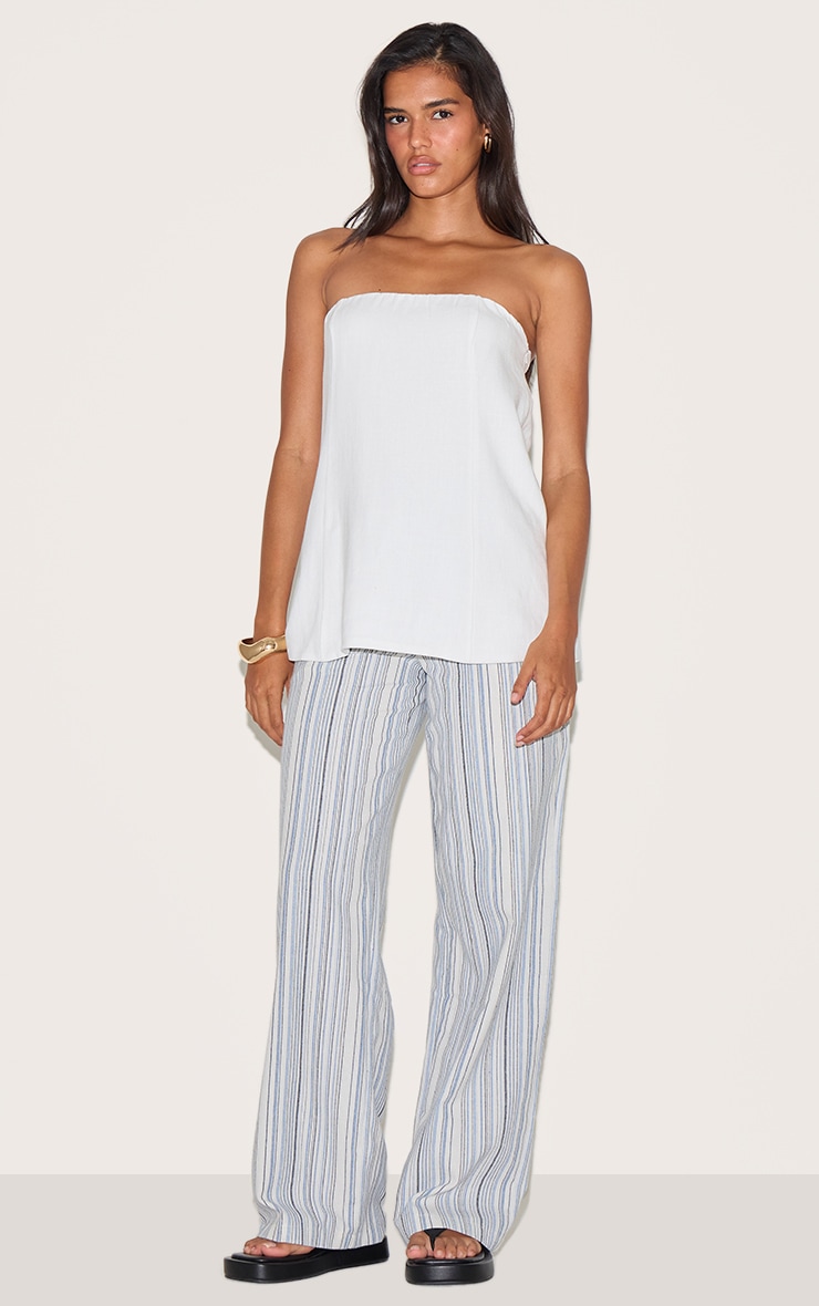 White Linen Look Bandeau Long Line Top image 3