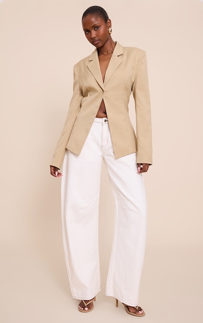 Almond Butter Open Cinched Waist Blazer