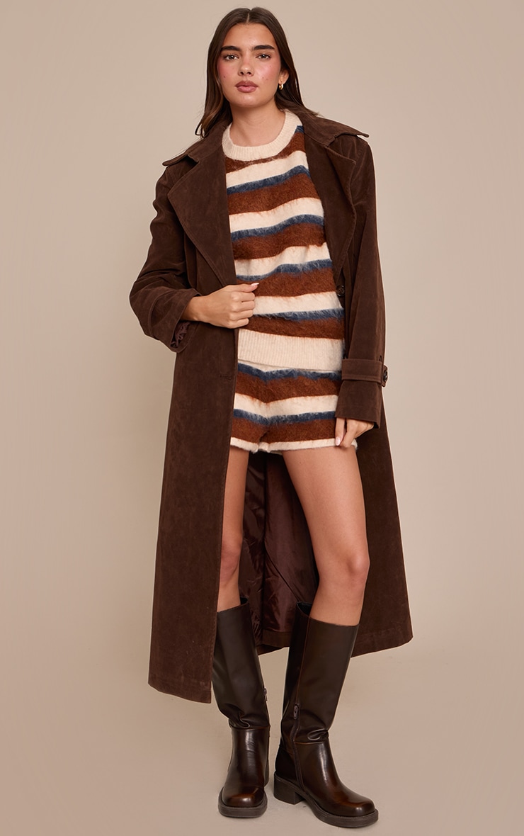 Brown Striped Brushed Aurora Sleeveless Jumper  image 3