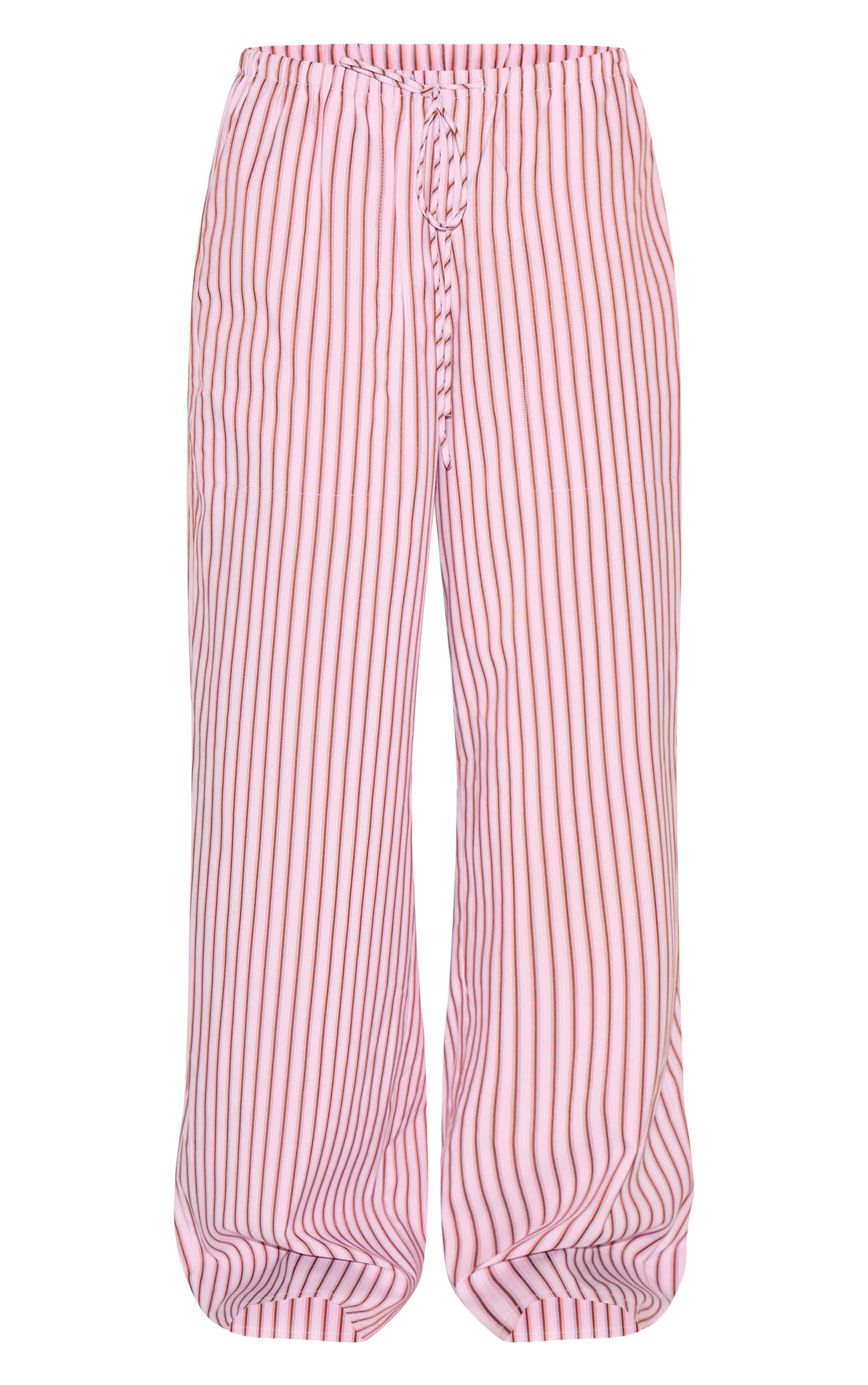 Candy Pink Striped Drawstring Straight Leg Pants image 5