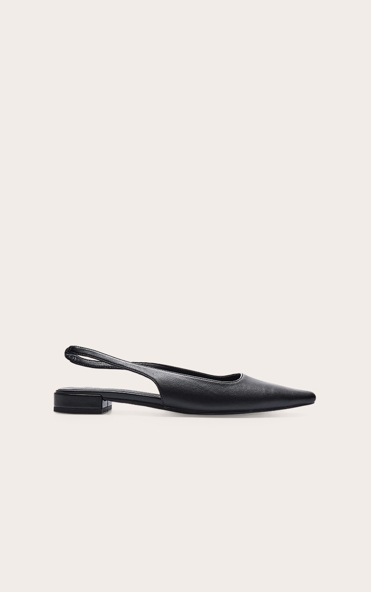 Black Pu Flat Slingback Court Shoe image 2