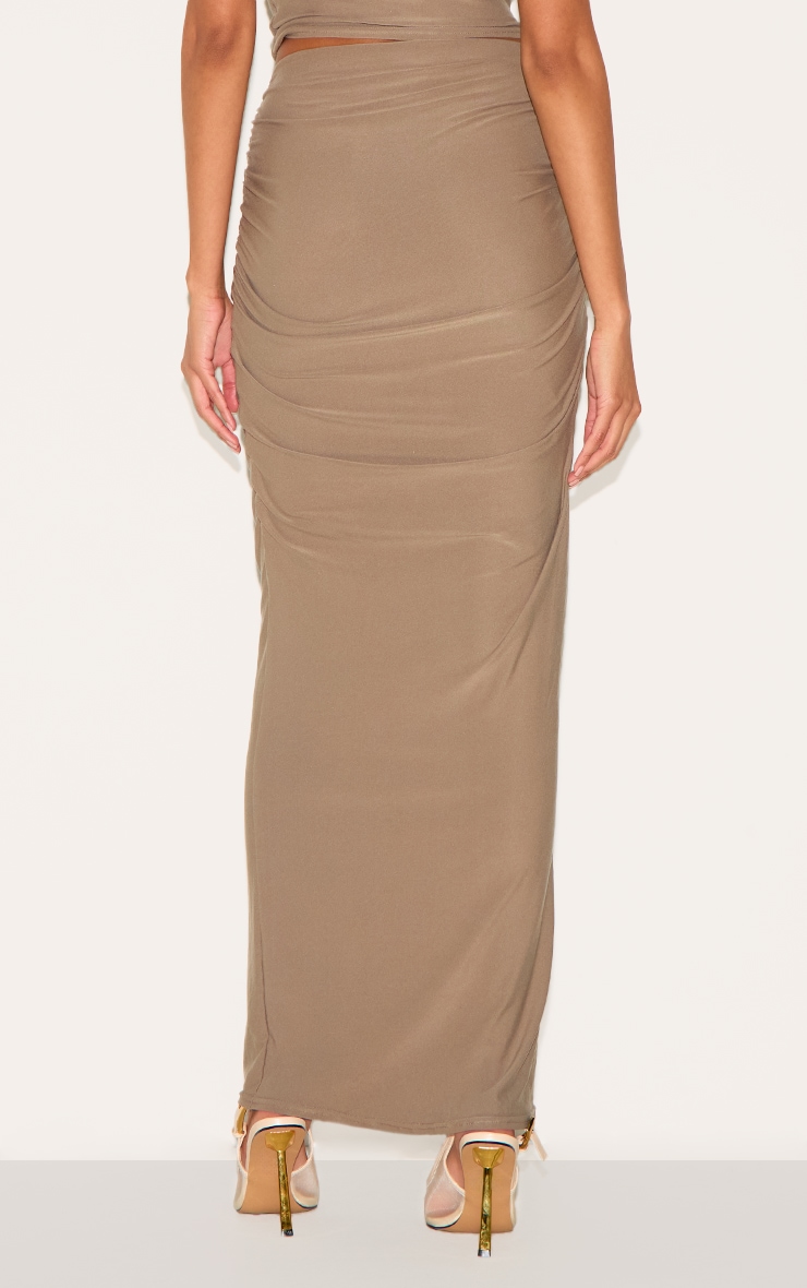 Mushroom Soft Touch Ruched Maxi Skirt image 4