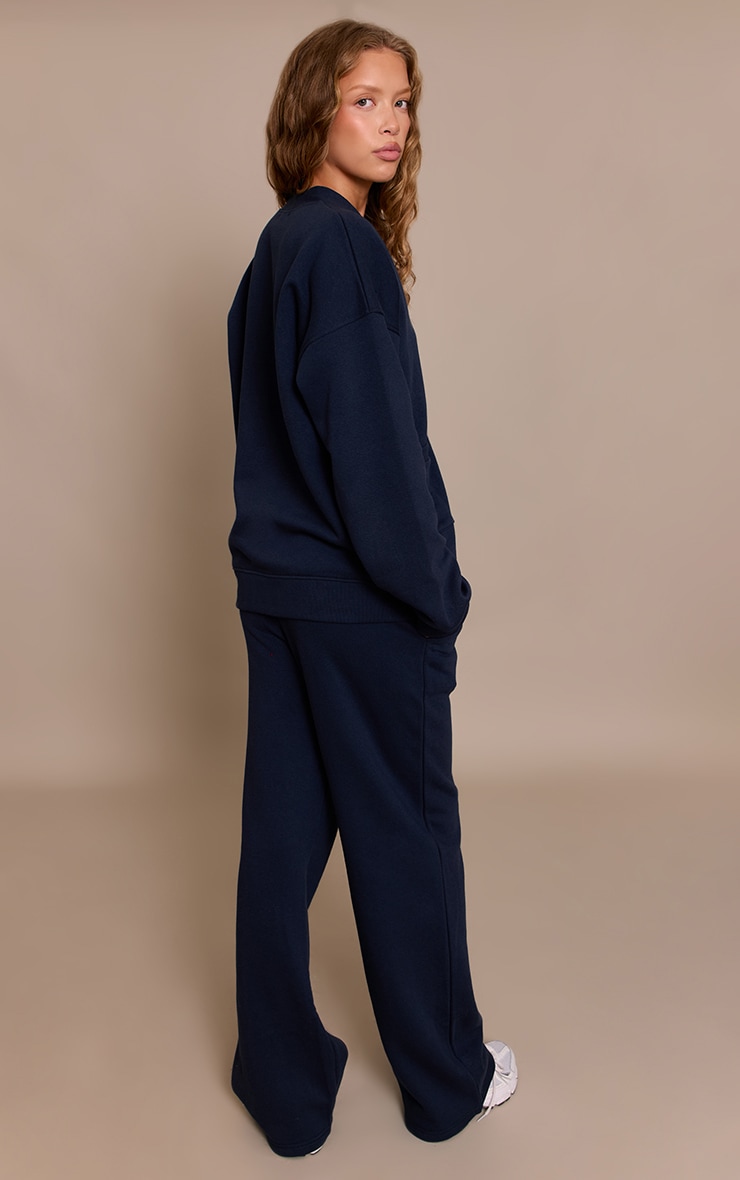 Navy Wide Leg Drawstring Sweatpants image 3