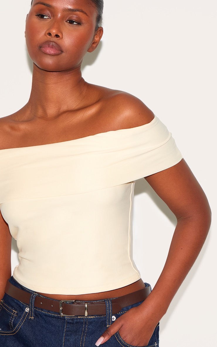 Almond Soft Touch Bardot Long Top image 4