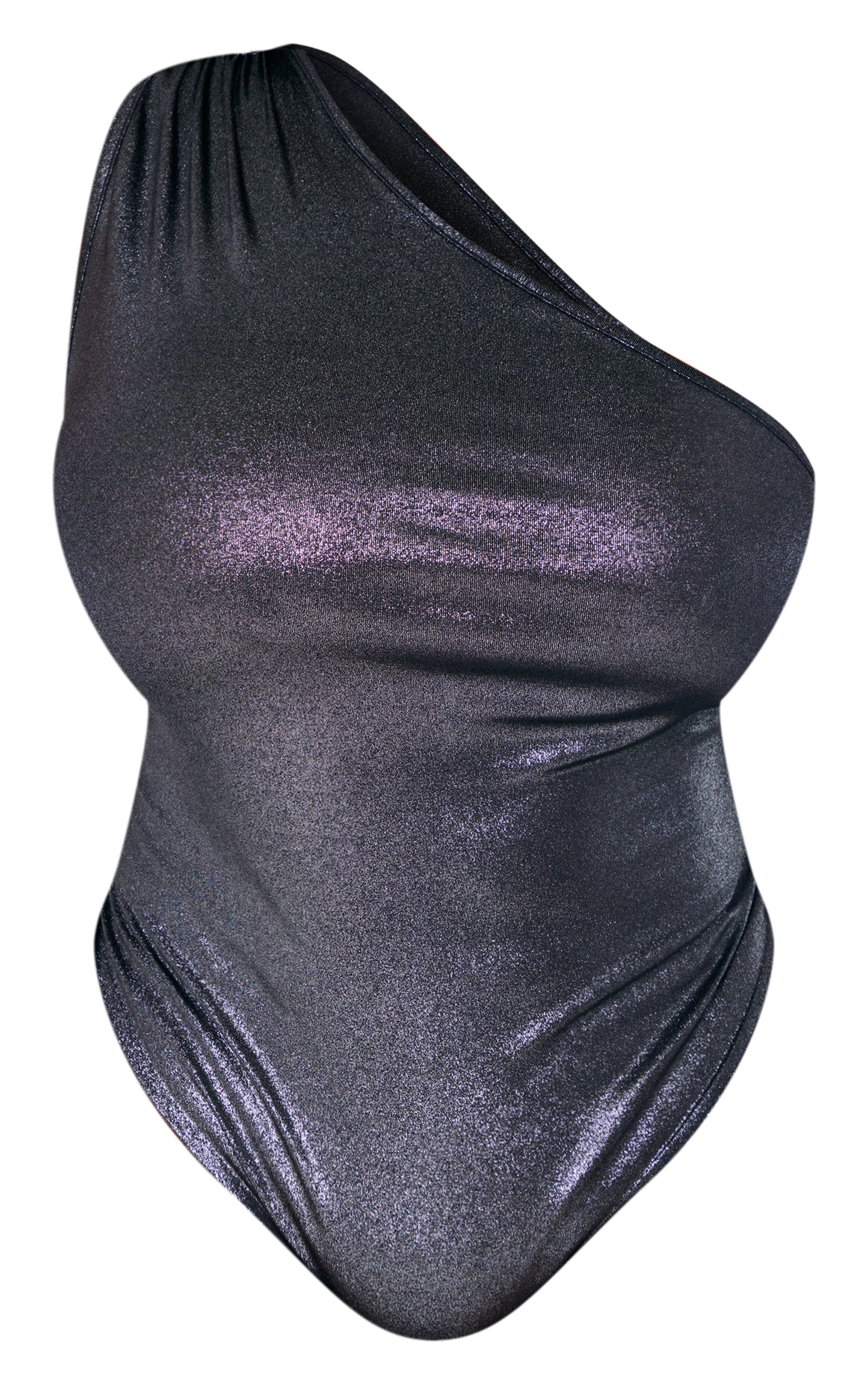 Plus Black Metallic One Shoulder Bodysuit image 5