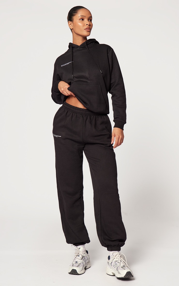 PRETTYLITTLETHING Logo Black Est 2012 Oversized Fit Hoodie image 3