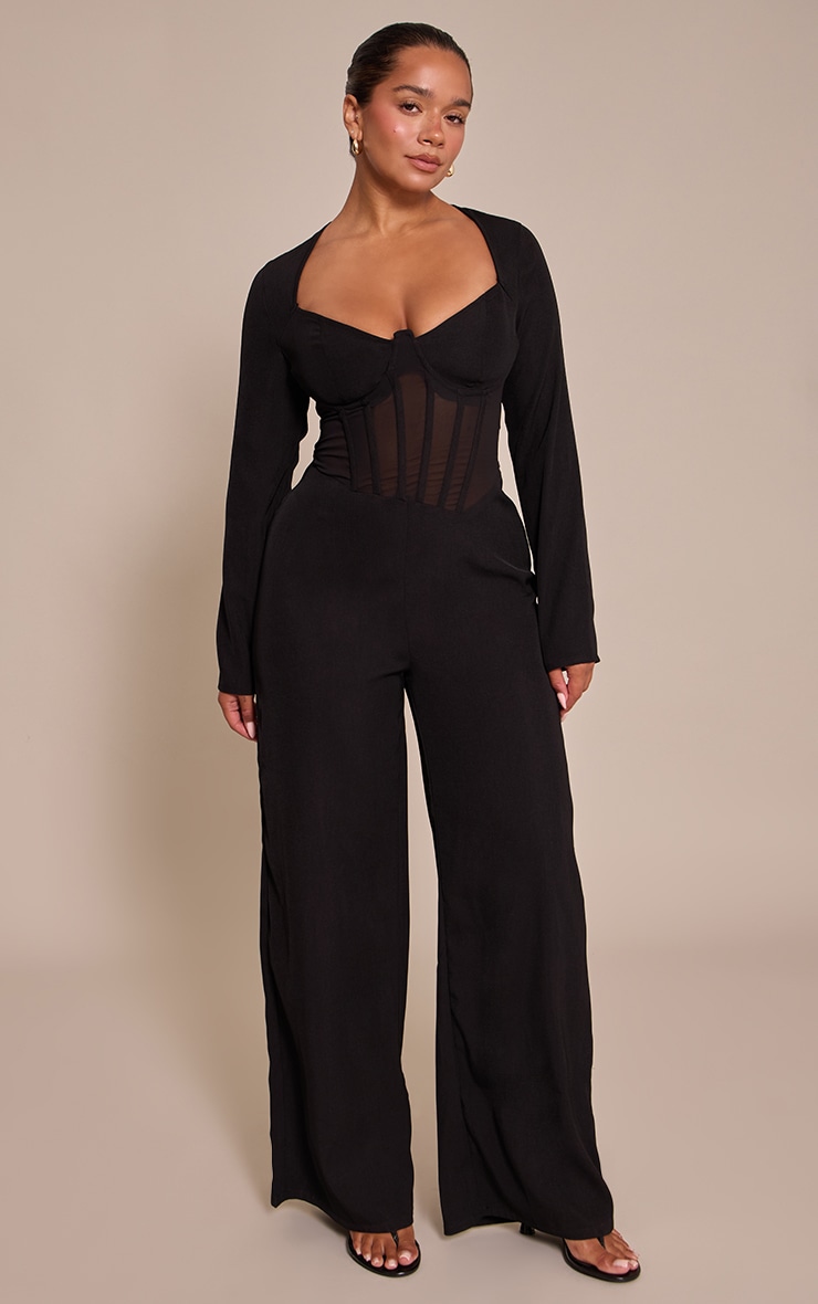 Shape Black Tailored Woven Corset Jumpsuit image 1