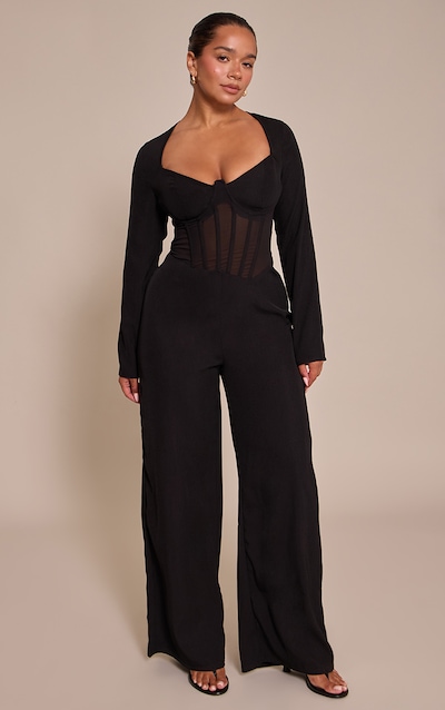 Shape Black Tailored Woven Corset Jumpsuit