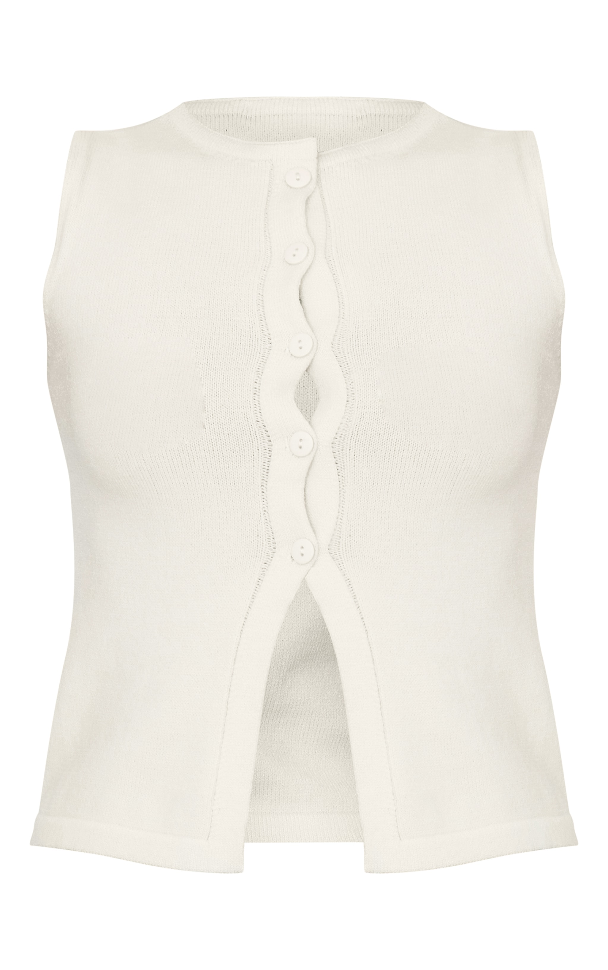 Cream Soft Knitted Button Through Vest image 5