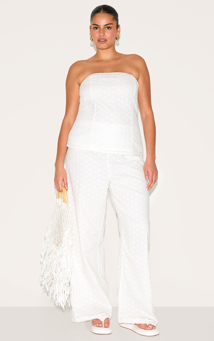 Plus Top bustier en effet lin brodé blanc image 3