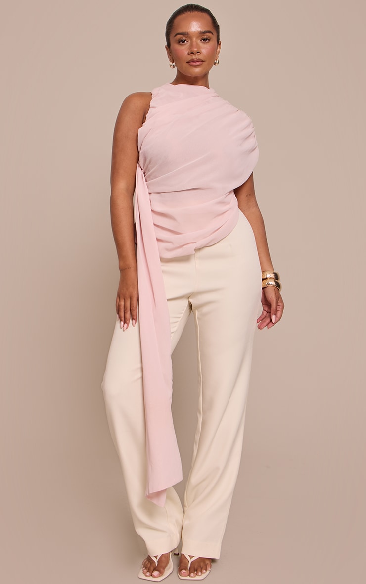 Shape Dusty Pink Chiffon High Neck Drape Detail Top image 3
