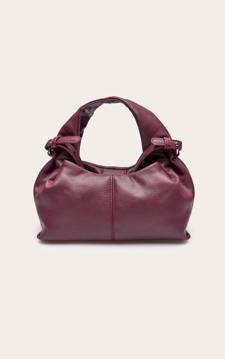 Burgundy Faux Leather Slouchy Mini Handbag image 4