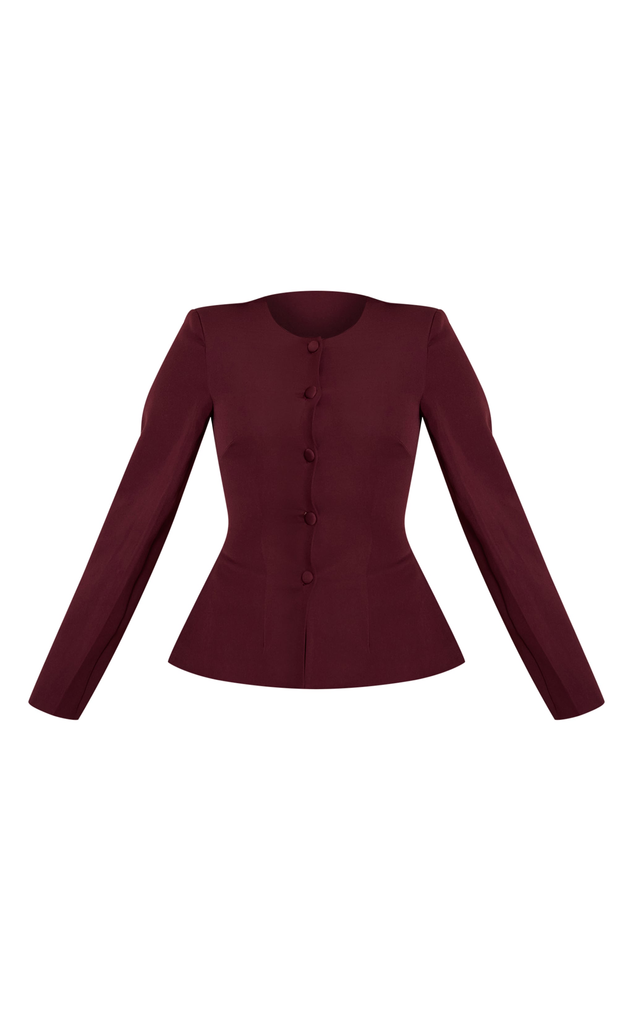 Blazer cintré tissé prune profond à manches cocon et boutons image 5