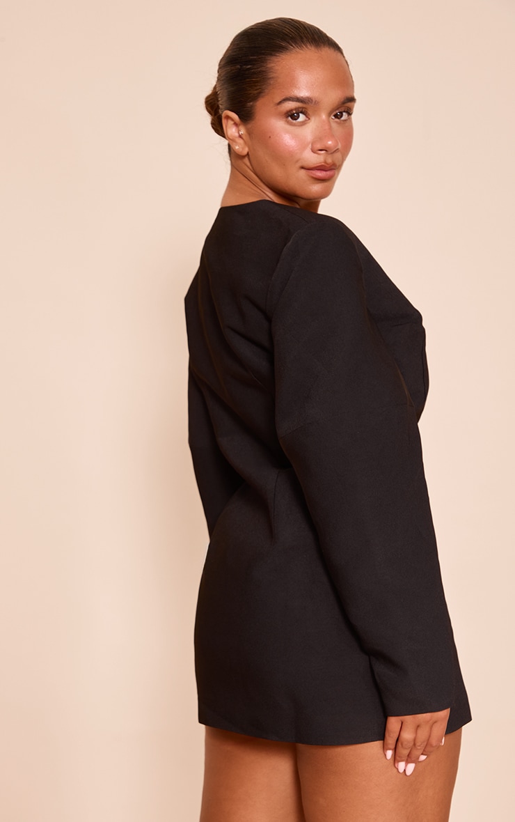 Shape Black Tailored Cocoon Sleeve A Line Blazer Dress image 2