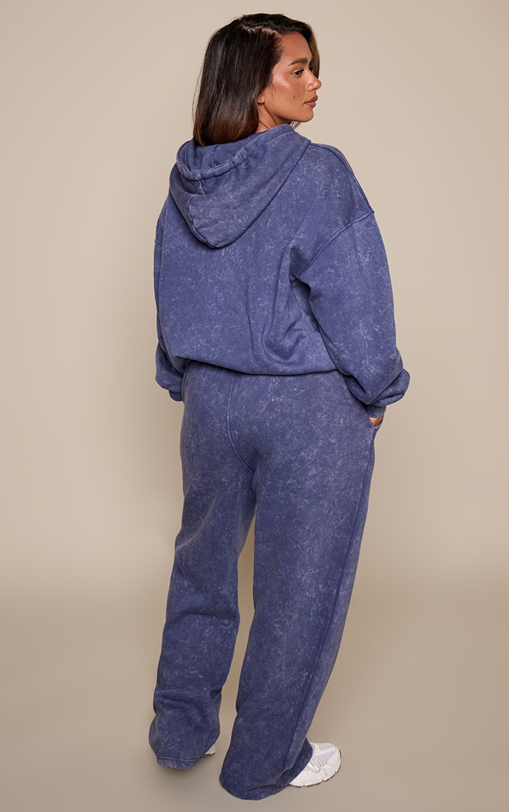 PRETTYLITTLETHING Shape Navy Wide Leg Sweatpants image 3