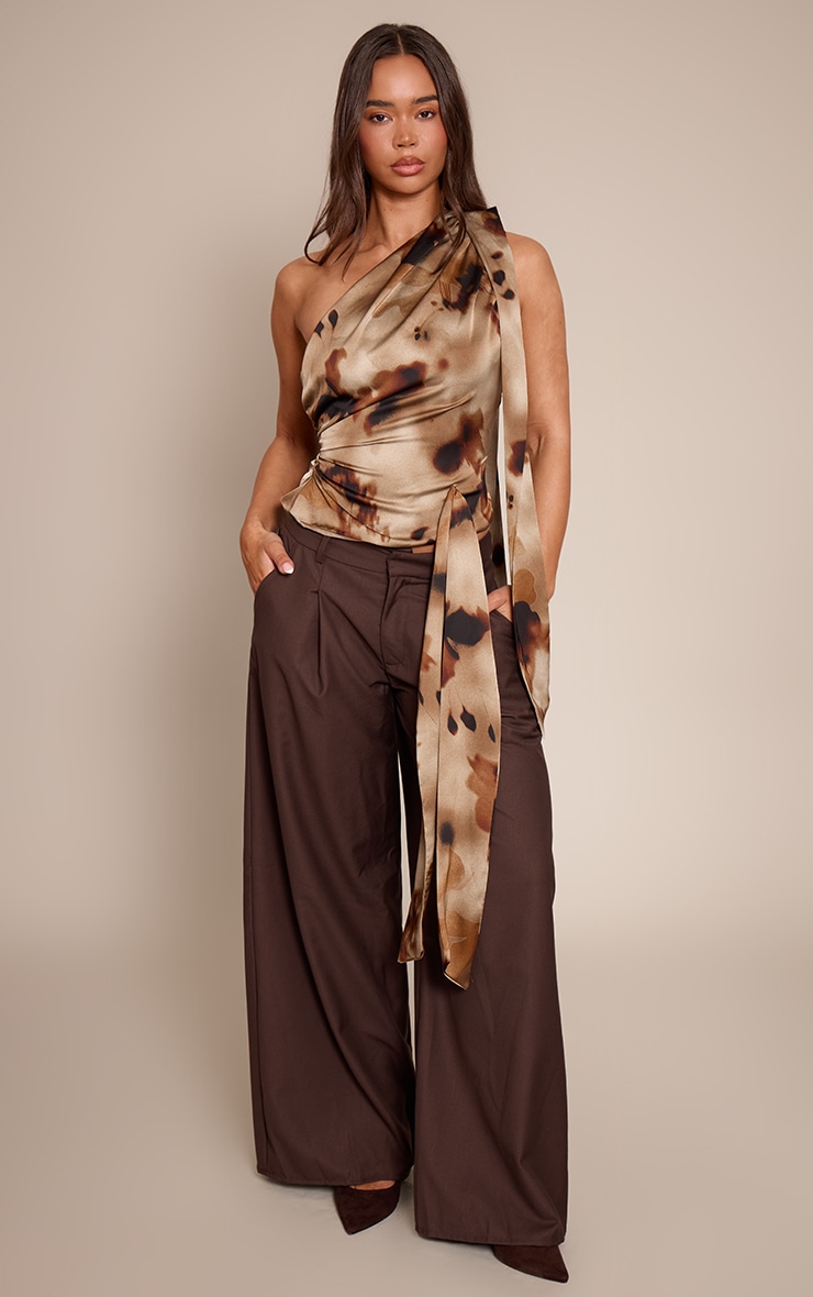 Green Printed Satin Drape Top  image 3