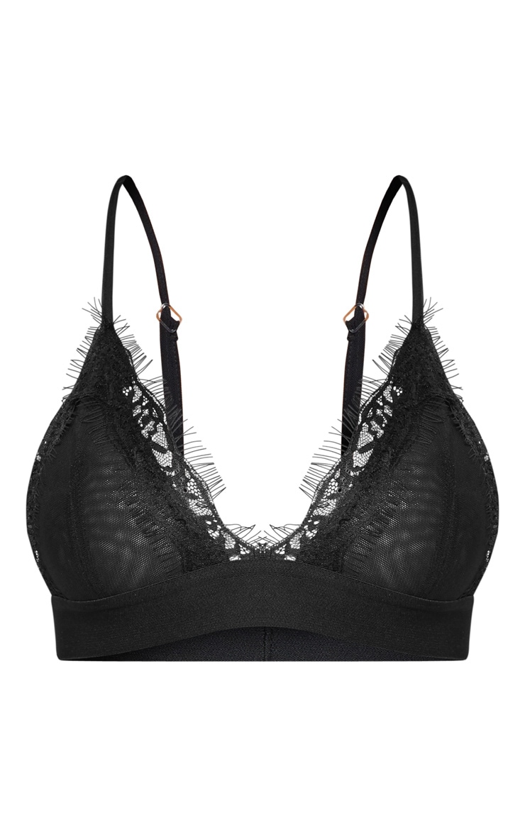 black mesh and eyelash lace triangle bra zodiac