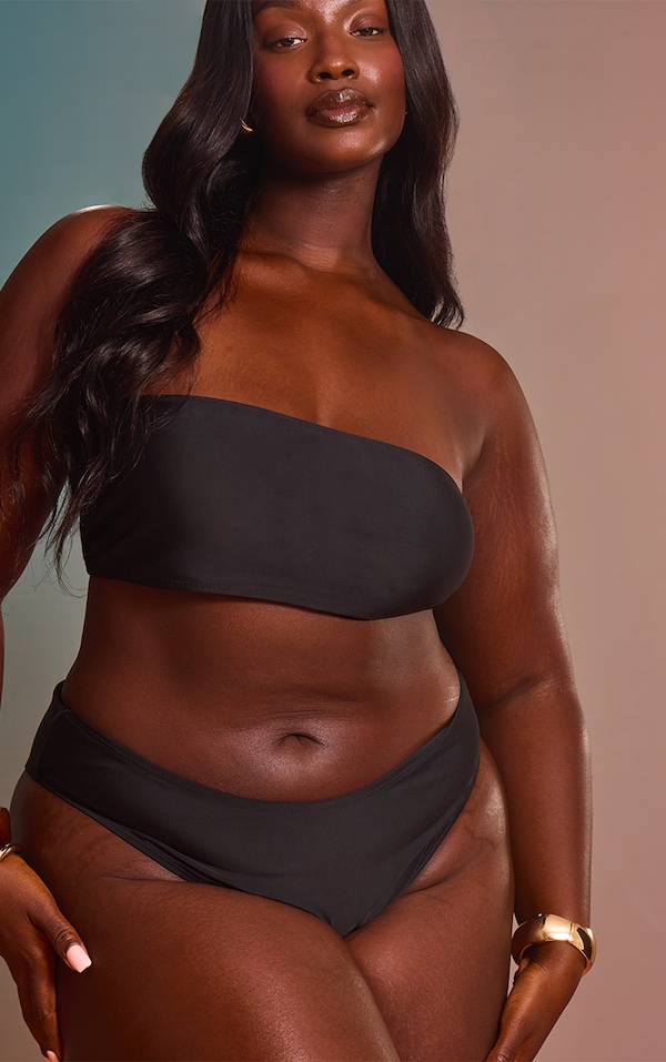 Plus Black Mix & Match High Waisted High Leg Bikini Bottoms