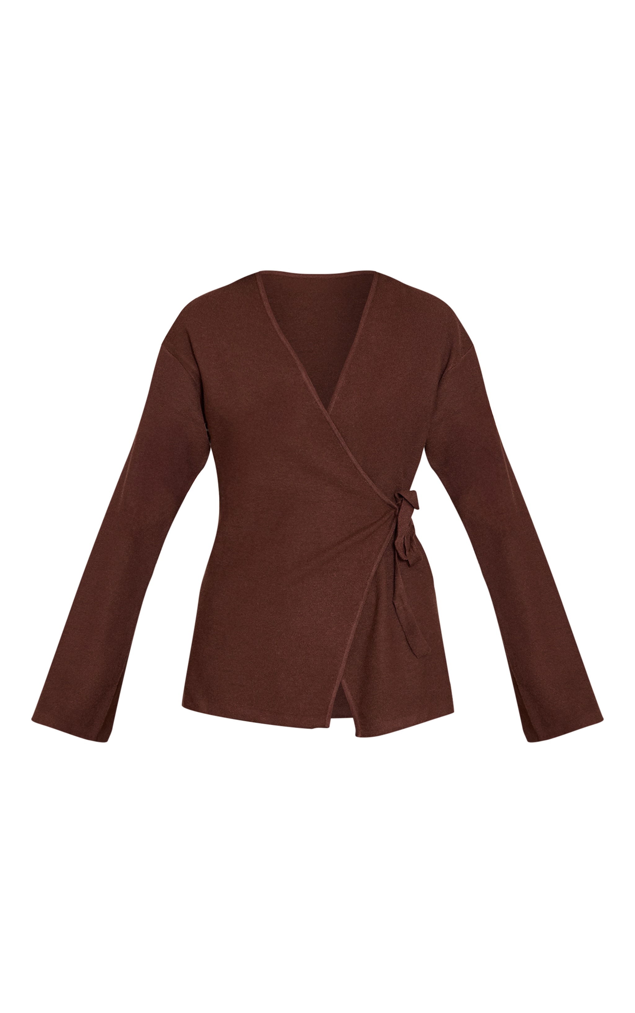 Chocolate Long Sleeve Wrap Cardigan  image 5