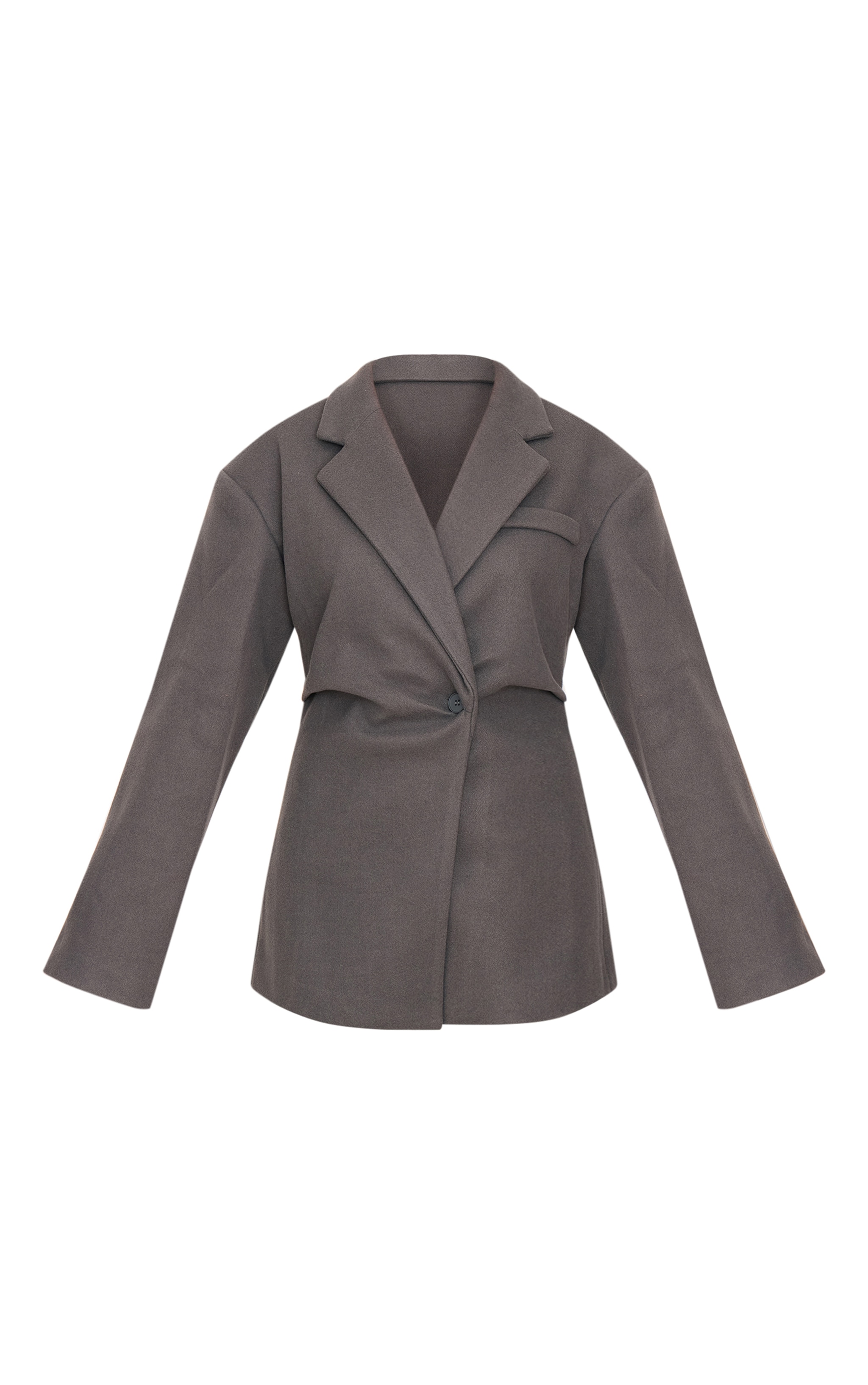Charcoal Wool Look Cinched Blazer image 5