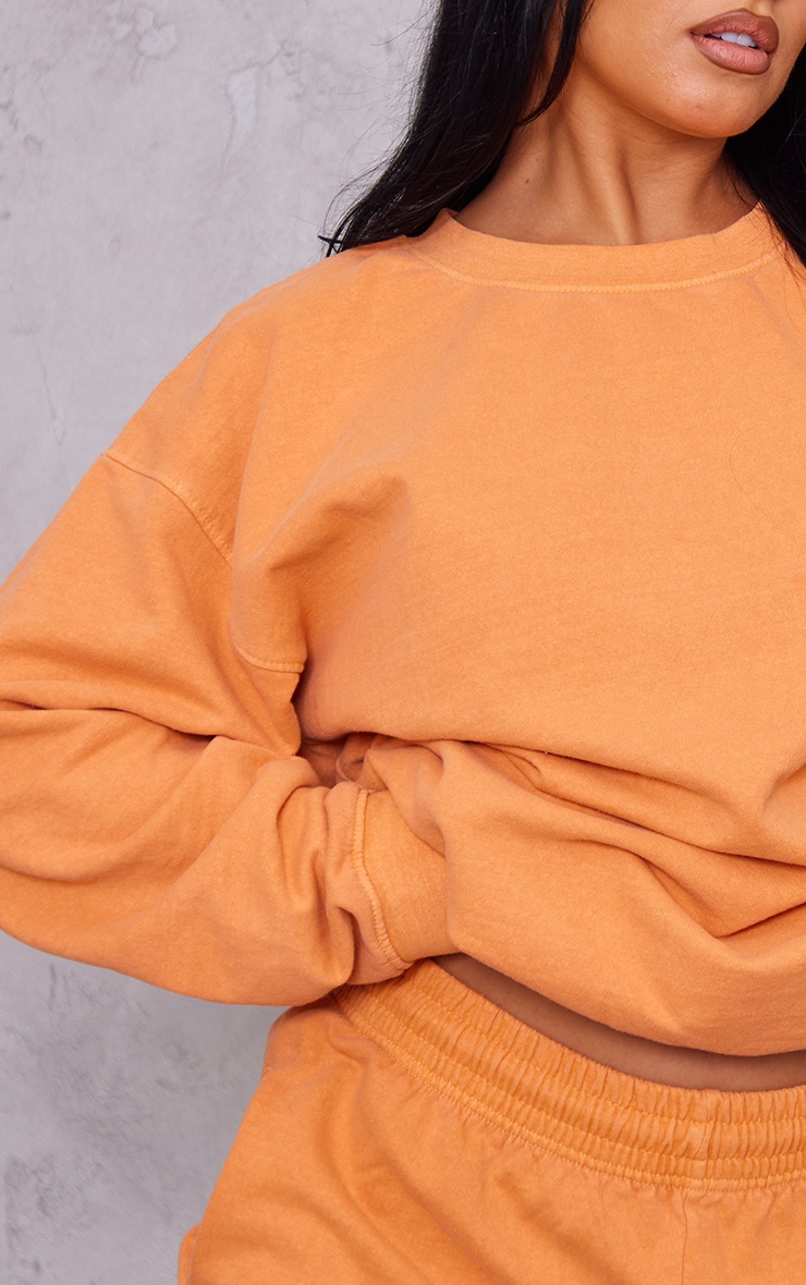 Pastel Orange Washed Oversized Sweatshirt image 4