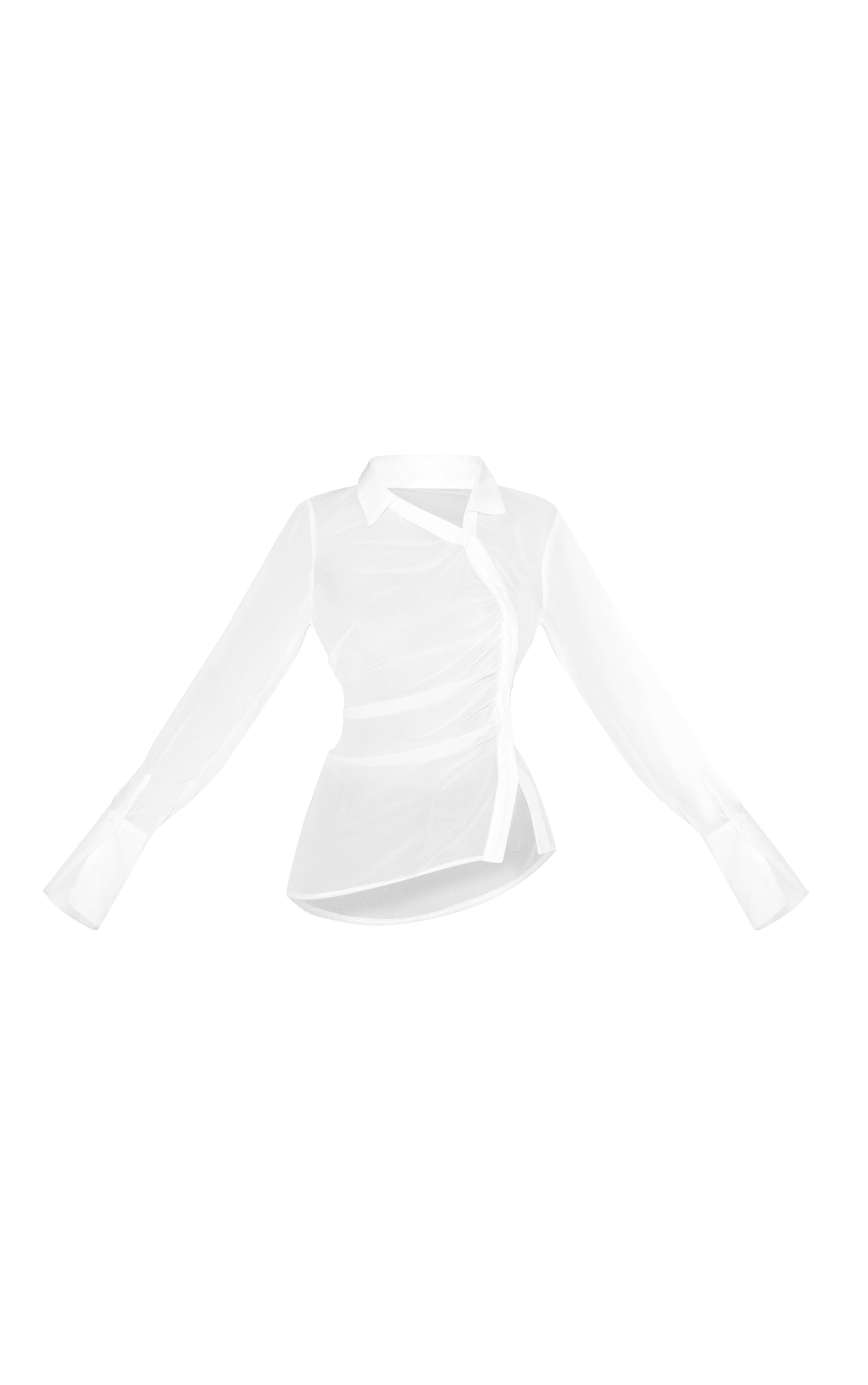 White Asymmetric Chiffon Shirt image 5