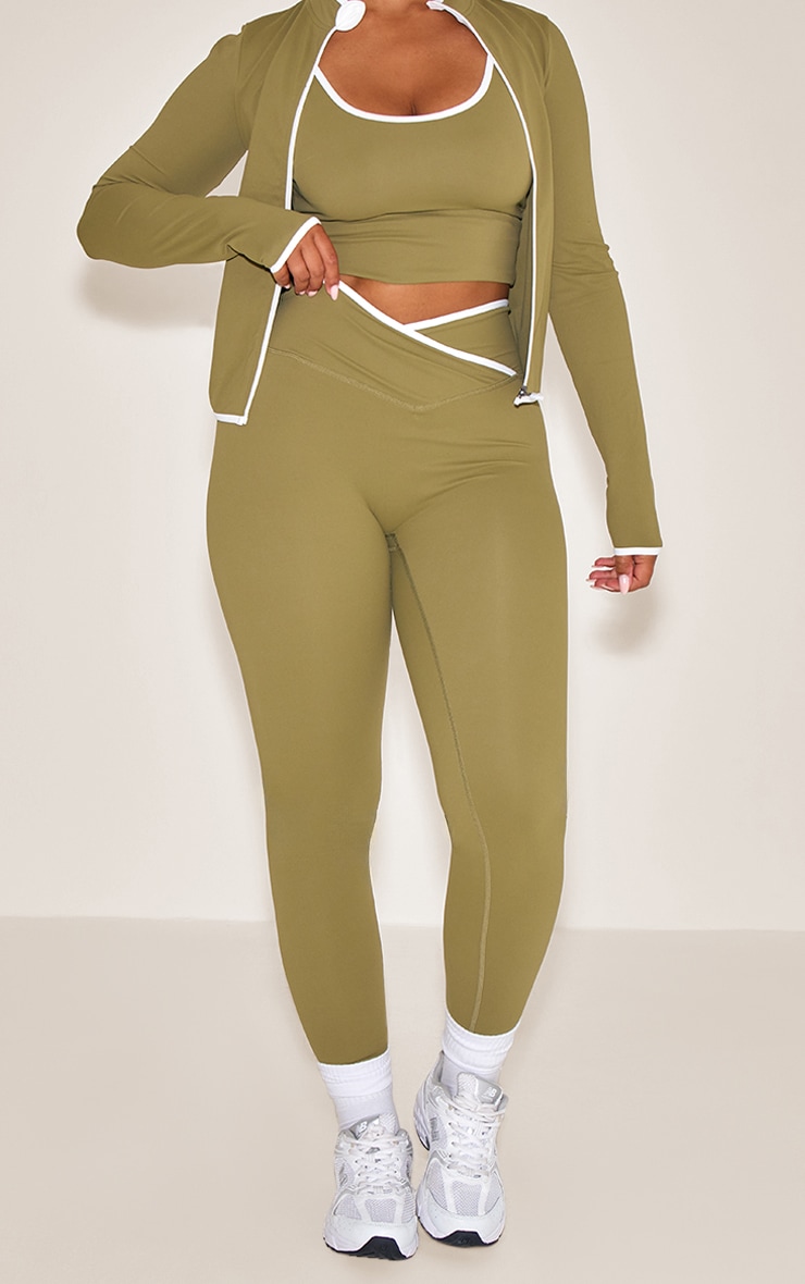 SHAPE OLIVE ACTIVE CONTRAST BINDING WRAP WAISTBAND LEGGINGS image 2