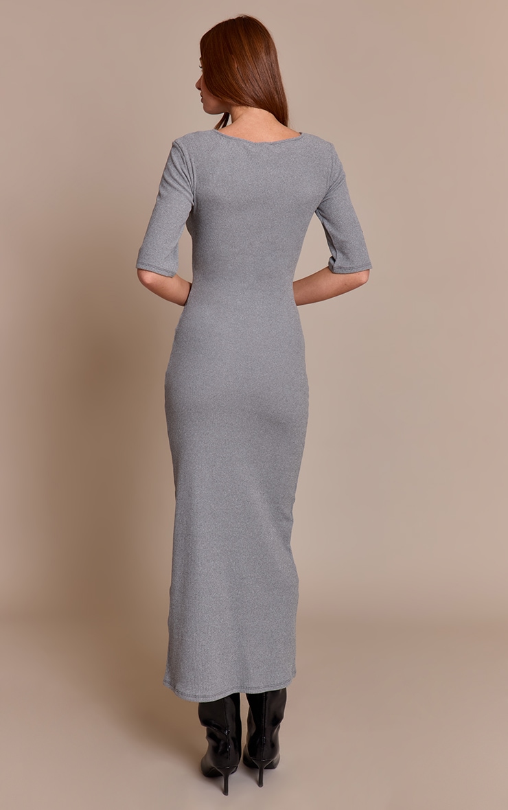 Charcoal Boat Neck Short Sleeve Maxi Dress image 2