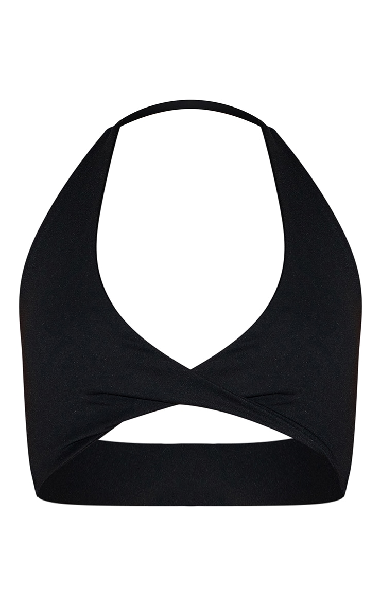 Black Sculpt Twist Front Halter Neck Sports Bra image 5