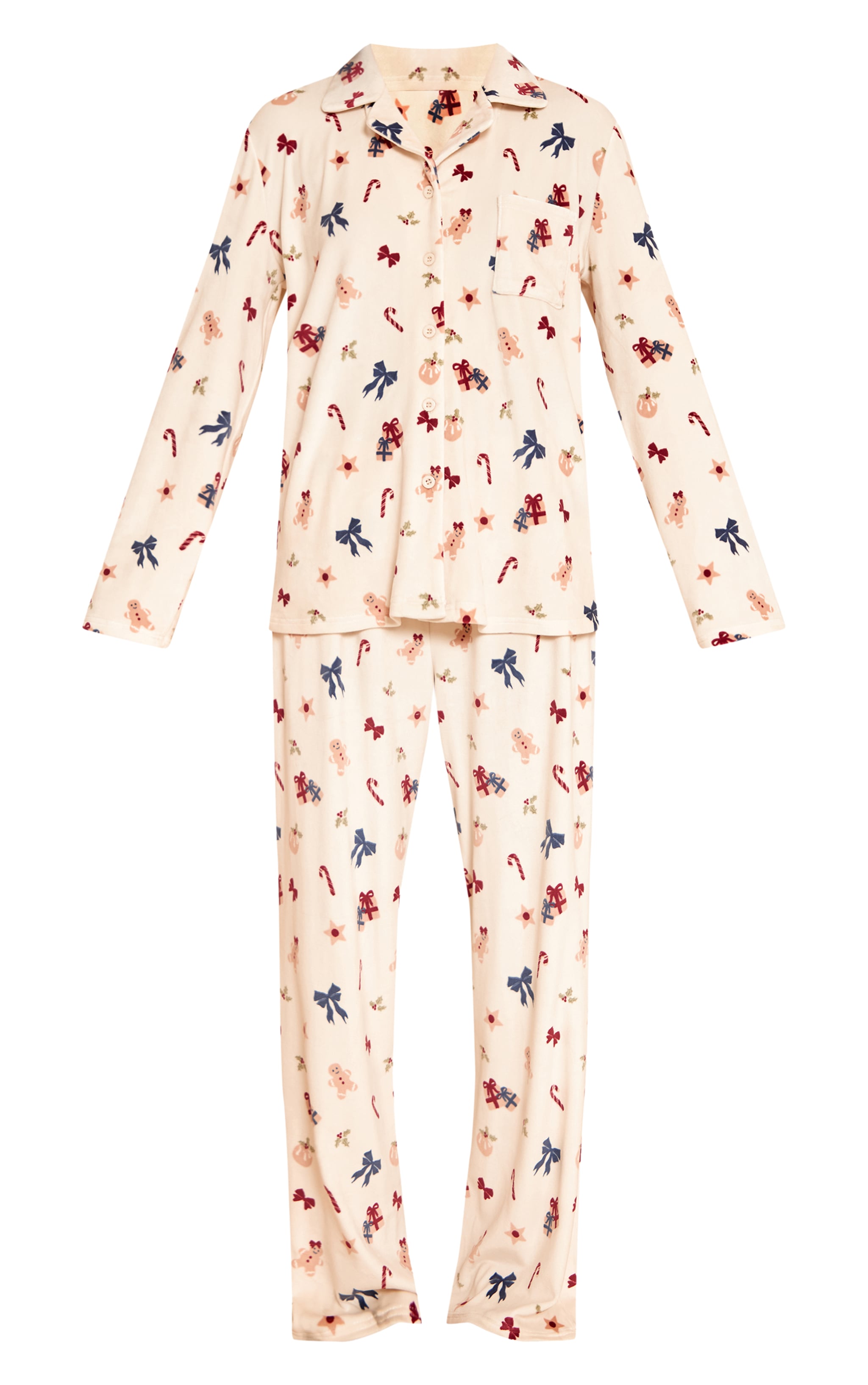 Gingerbread Print Soft Touch Piping Detail Pajama Set image 5