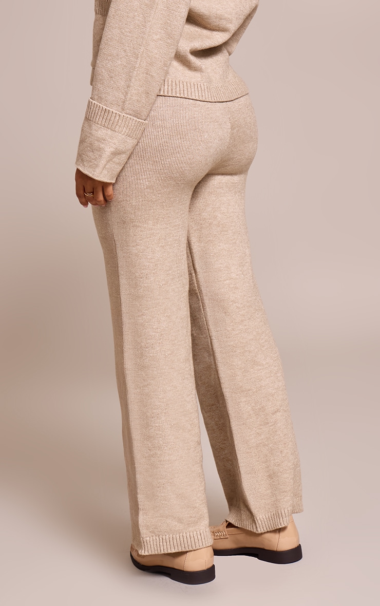 Petite Oatmeal Wide leg Knit Pant image 3