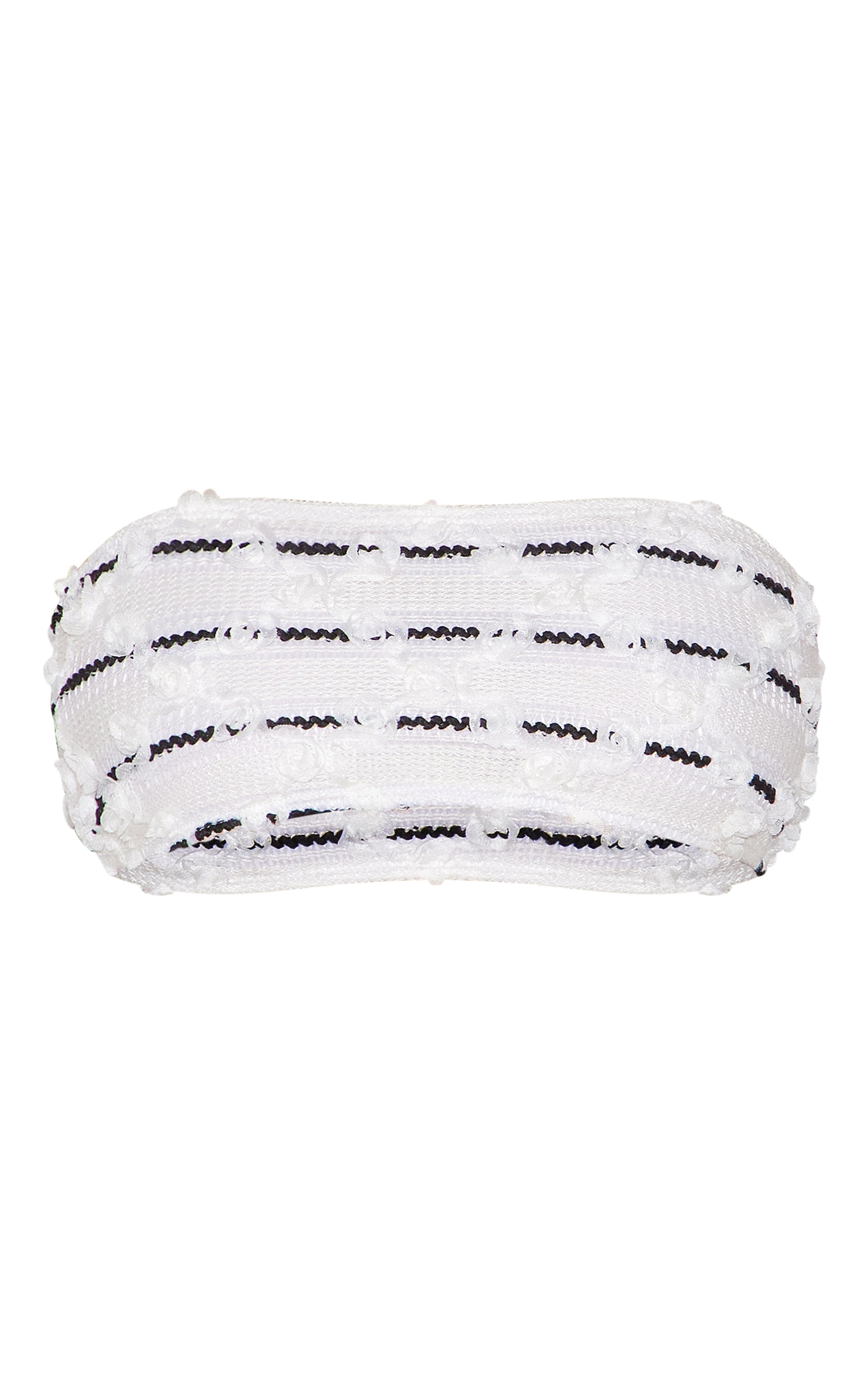 White Textured Stripe Bandeau Beach Top image 5