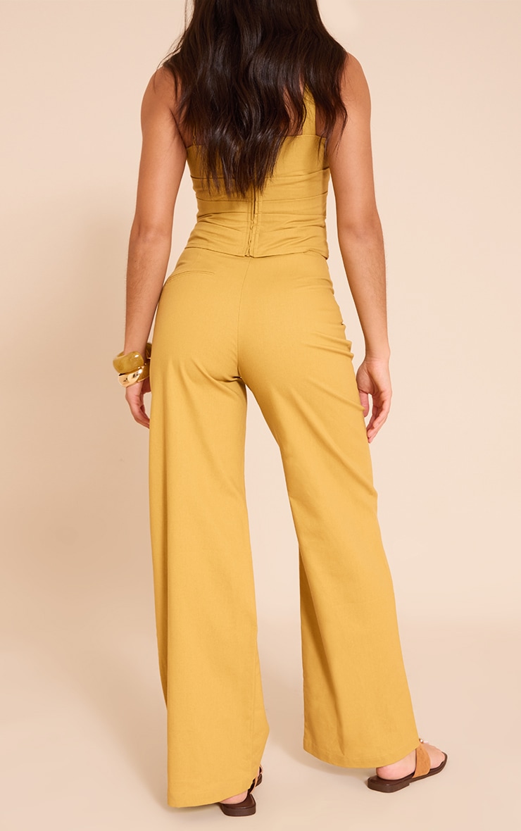 Deep Mustard Woven Mid Rise Straight Leg Pants image 3