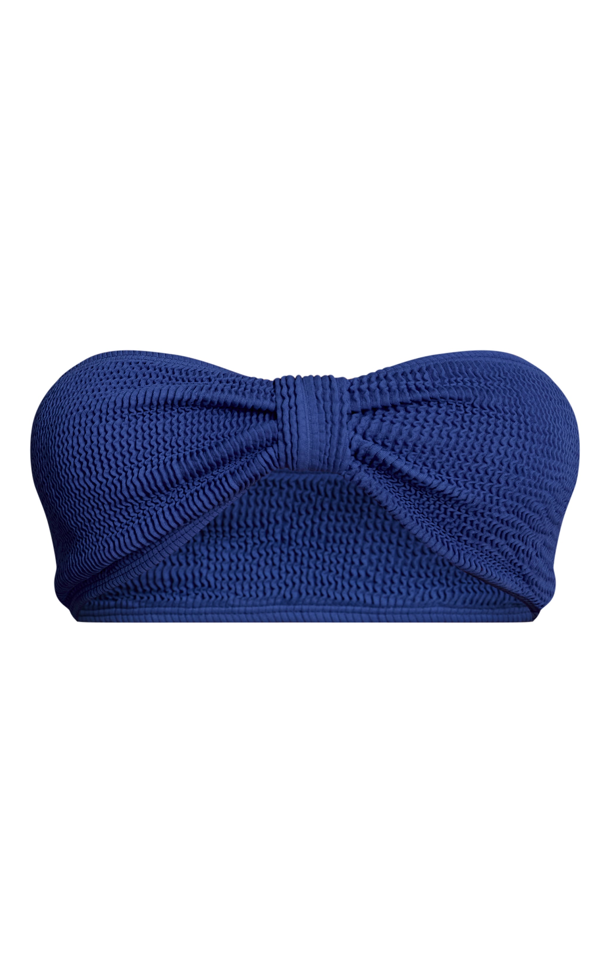 Cobalt Crinkle Bandeau Knot Front Bikini Top image 5