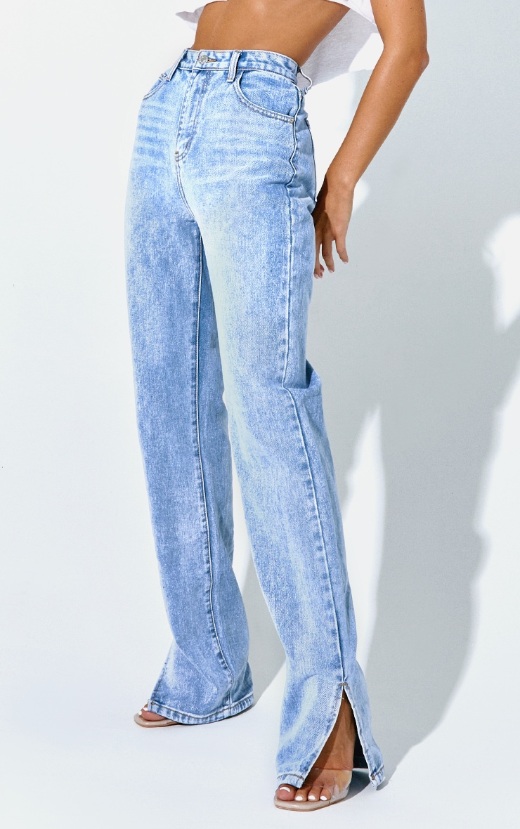 Light Wash Split Hem Jeans