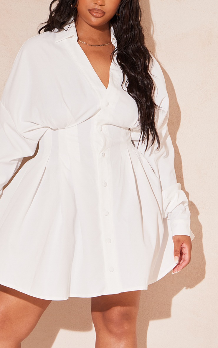 plus size white button down dress