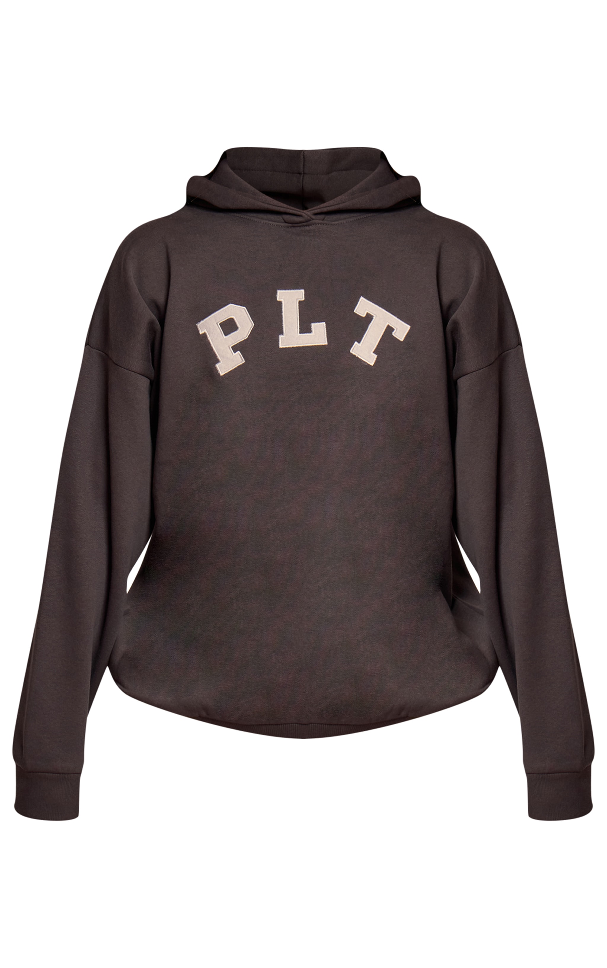 PRETTYLITTLETHING Charcoal Logo Oversized Hoodie image 5