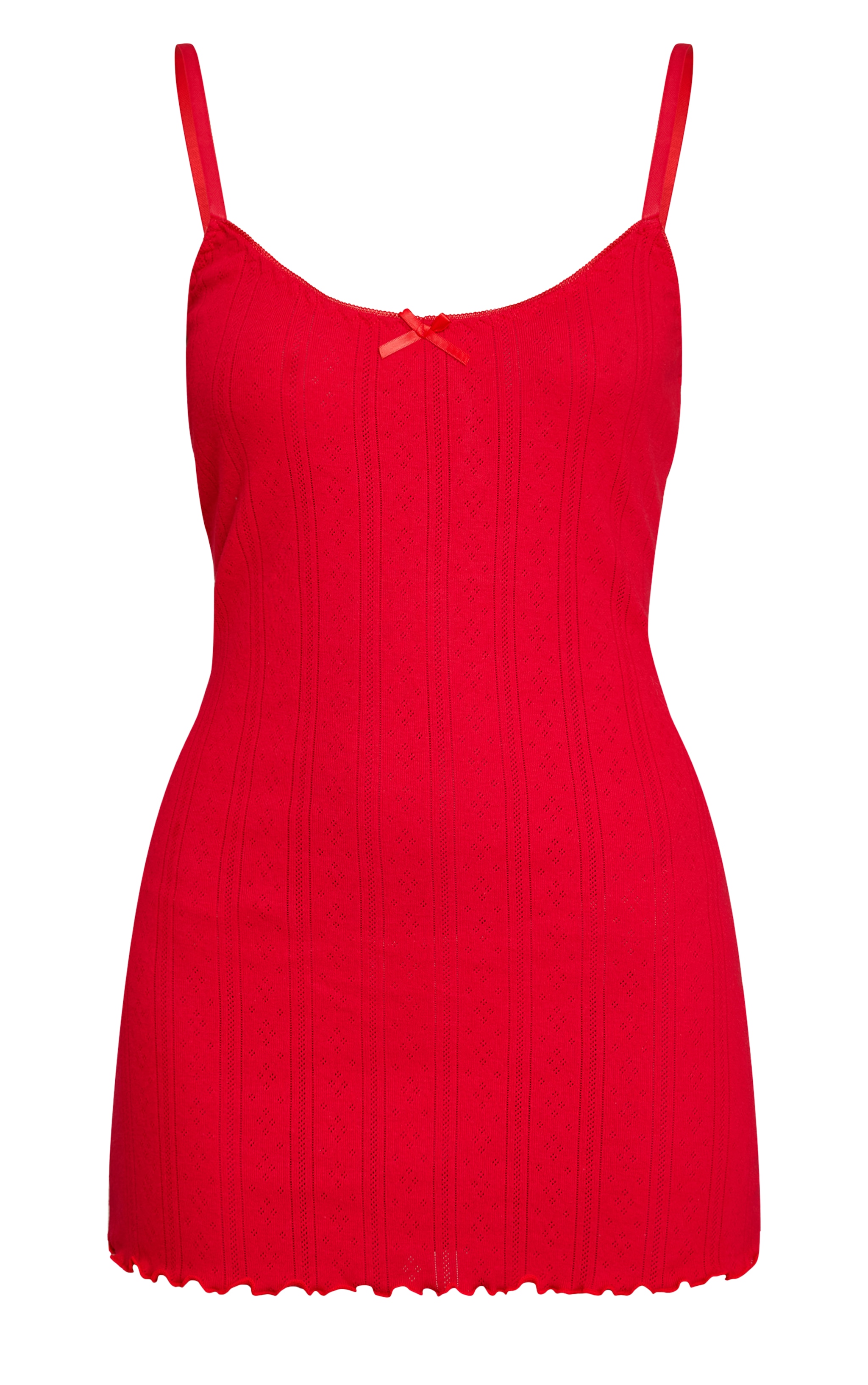 Red Pointelle Mini Pyjama Dress image 5