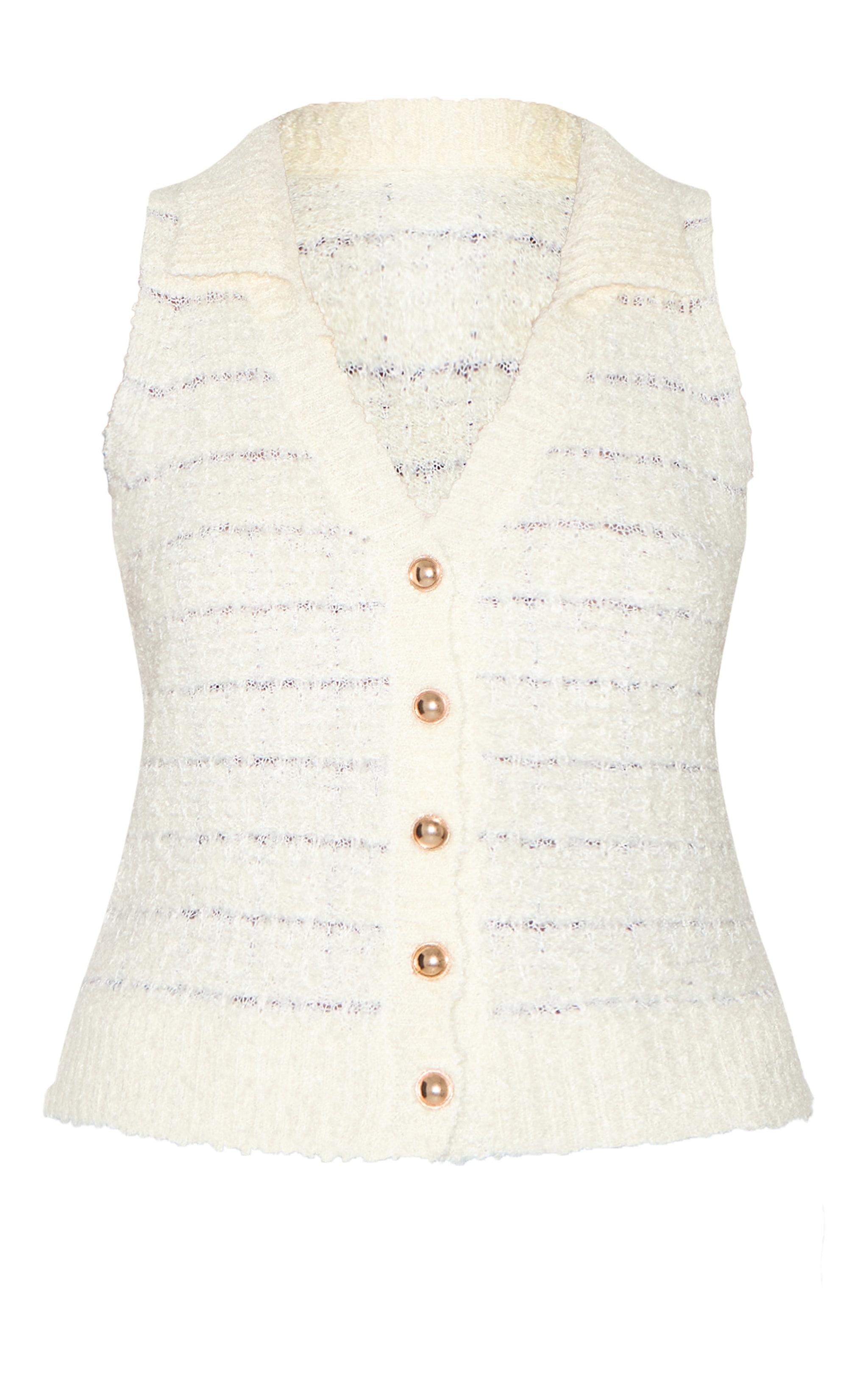 Gilet boutonné en maille tricot bouclette avec détail de col image 5