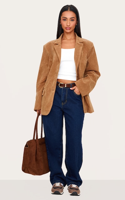 Petite Veste longue en suédine camel