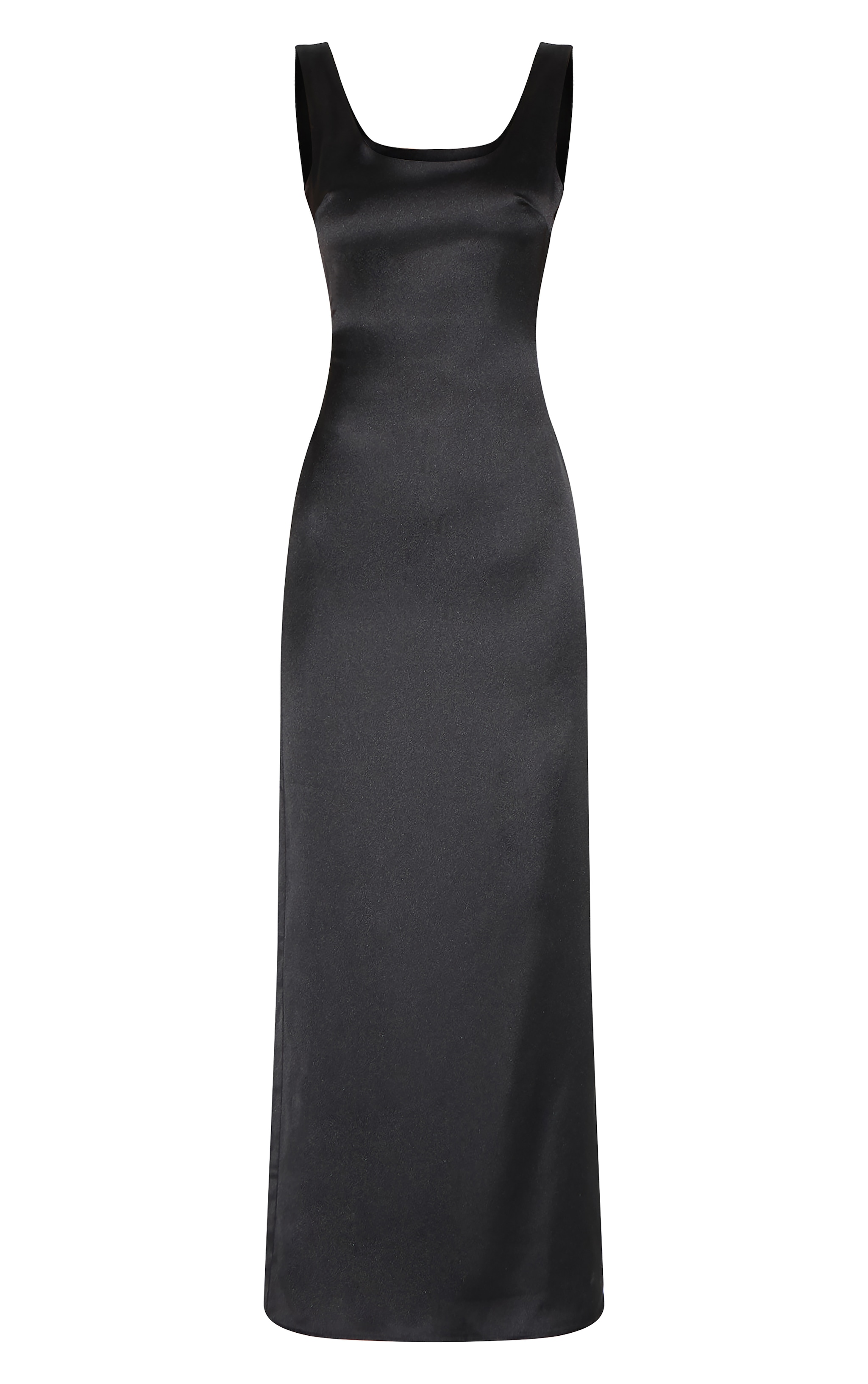 Black Satin Scoop Neck Maxi Dress image 5