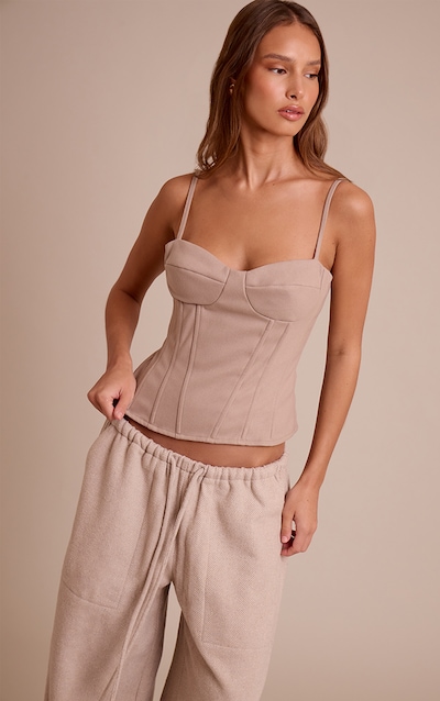 Stone Textured Wool Structured Corset Top