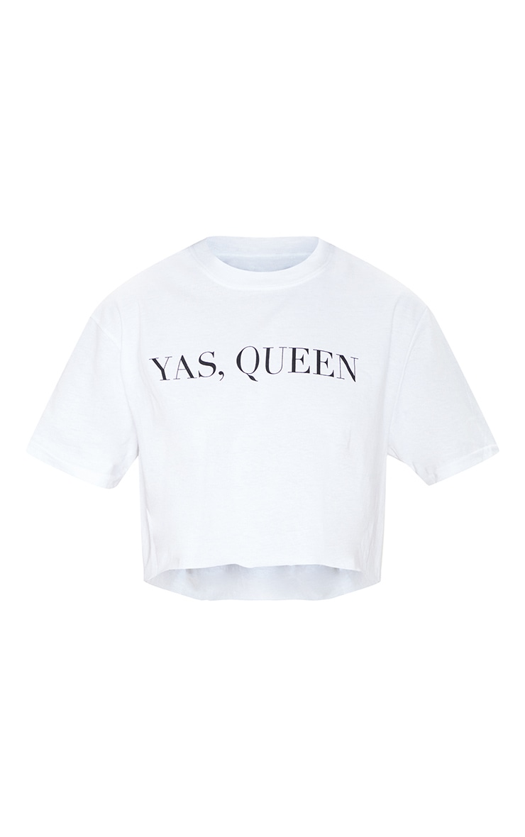 T-shirt crop blanc à slogan Yas Queen image 4