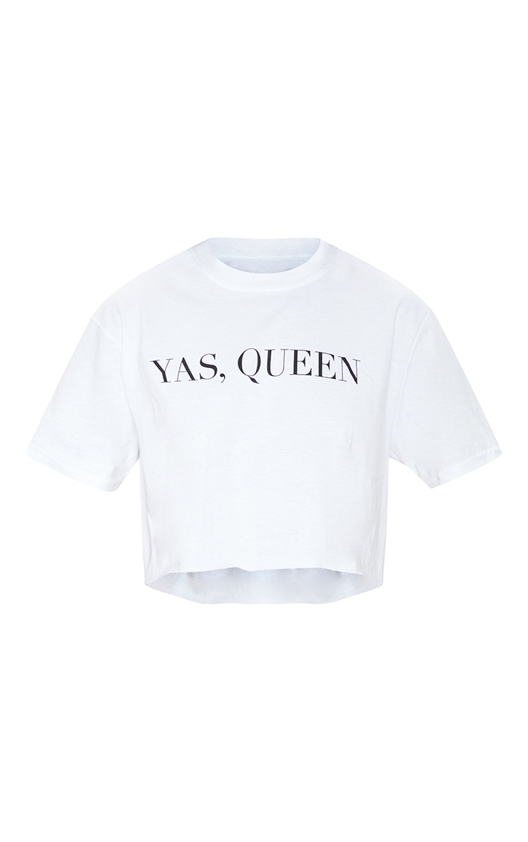 T-shirt crop blanc à slogan Yas Queen image 4